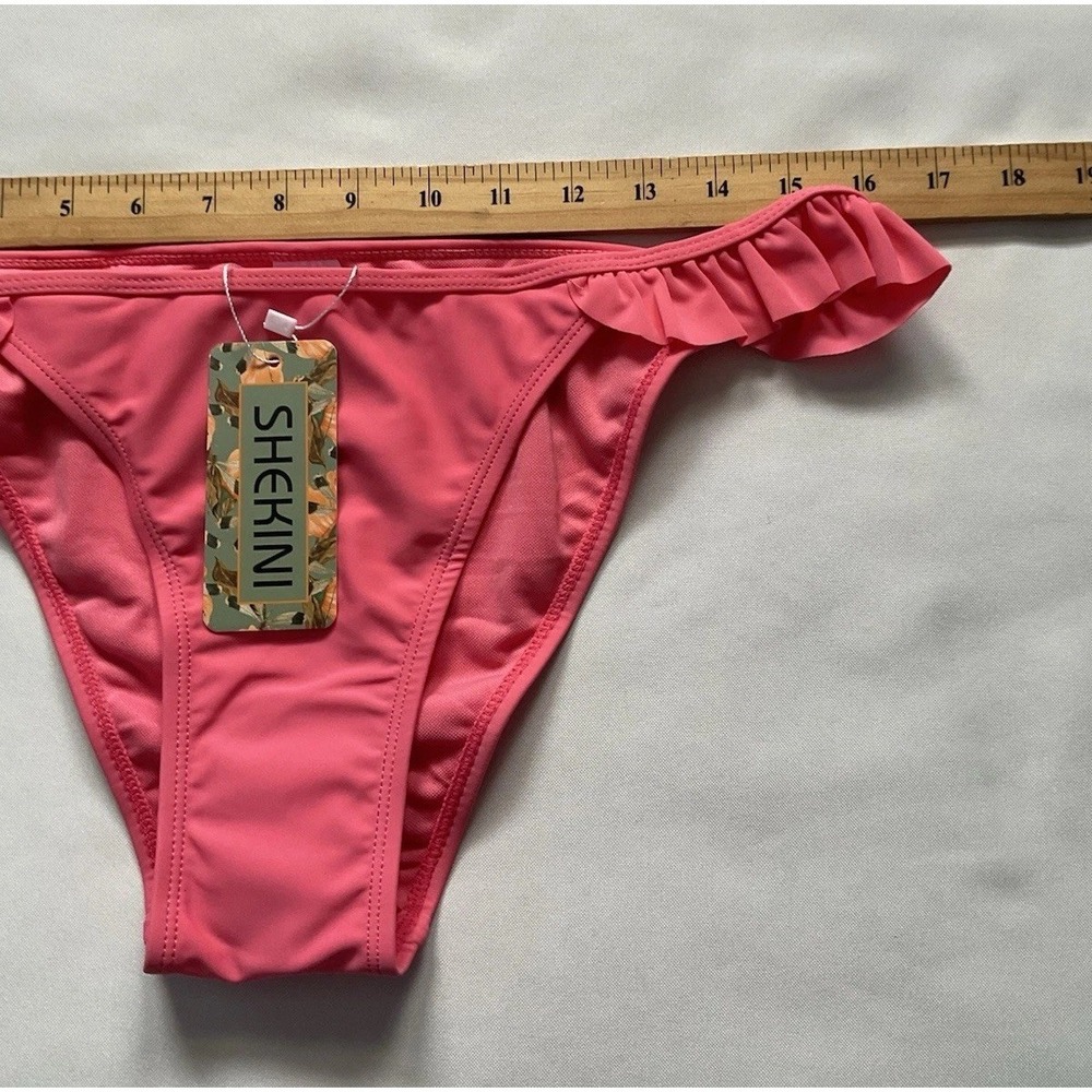 Shekini Womens Pink Ruffle Bikini Bottom Size XL - Picture 3 of 6